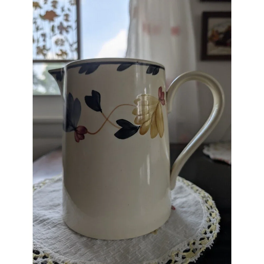 Societe Ceramique Maestricht Pitcher Antique 1920's Dutch Holland Floral 6.25